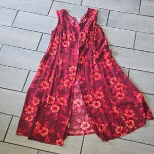 Bentley Red‎ Floral Button Front Sleeveless Midi Dress Women’s 18W